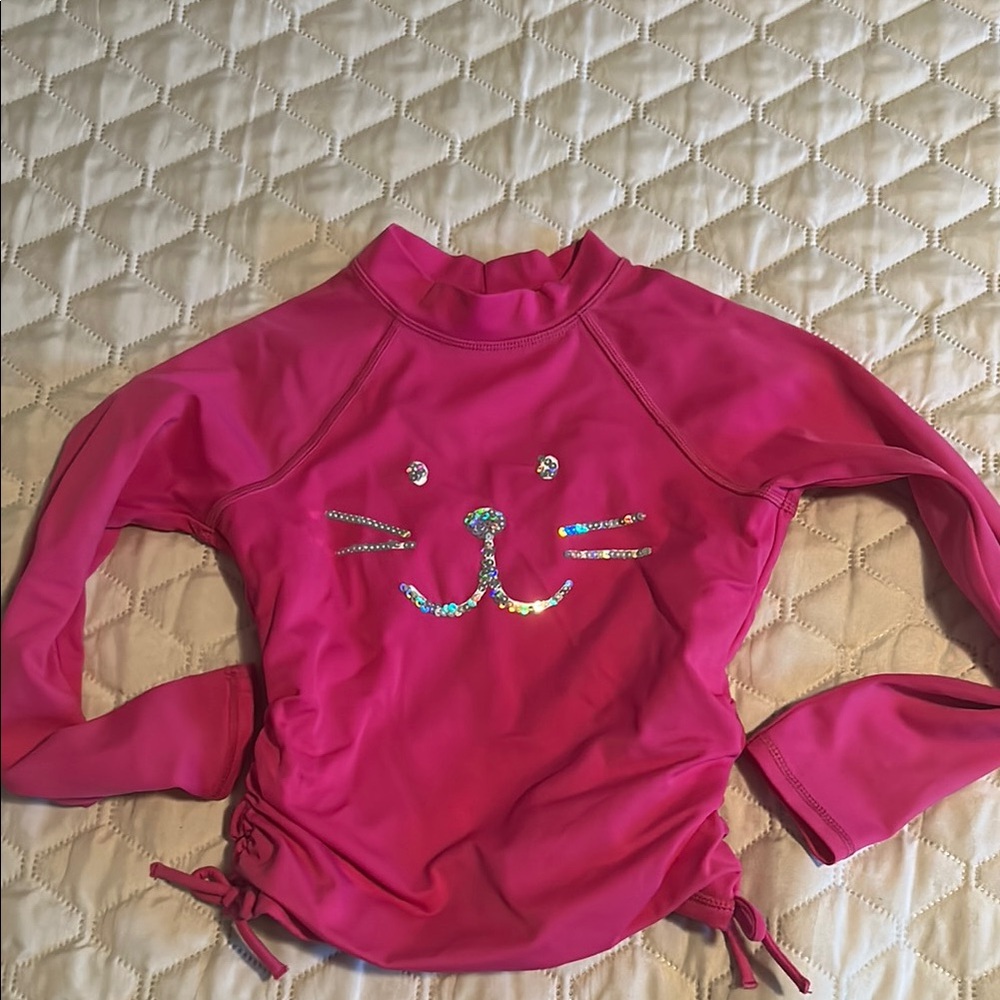 Lands' End Pink Rashguard Swim Shirt with UV Protection
